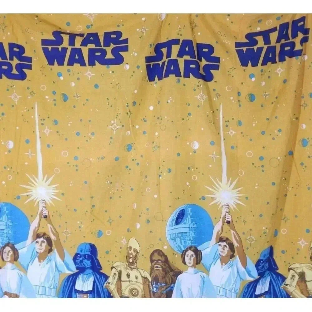 Vintage Star Wars Original 1977 Sears Gold Color Flat Bed Sheet Cover Ve…